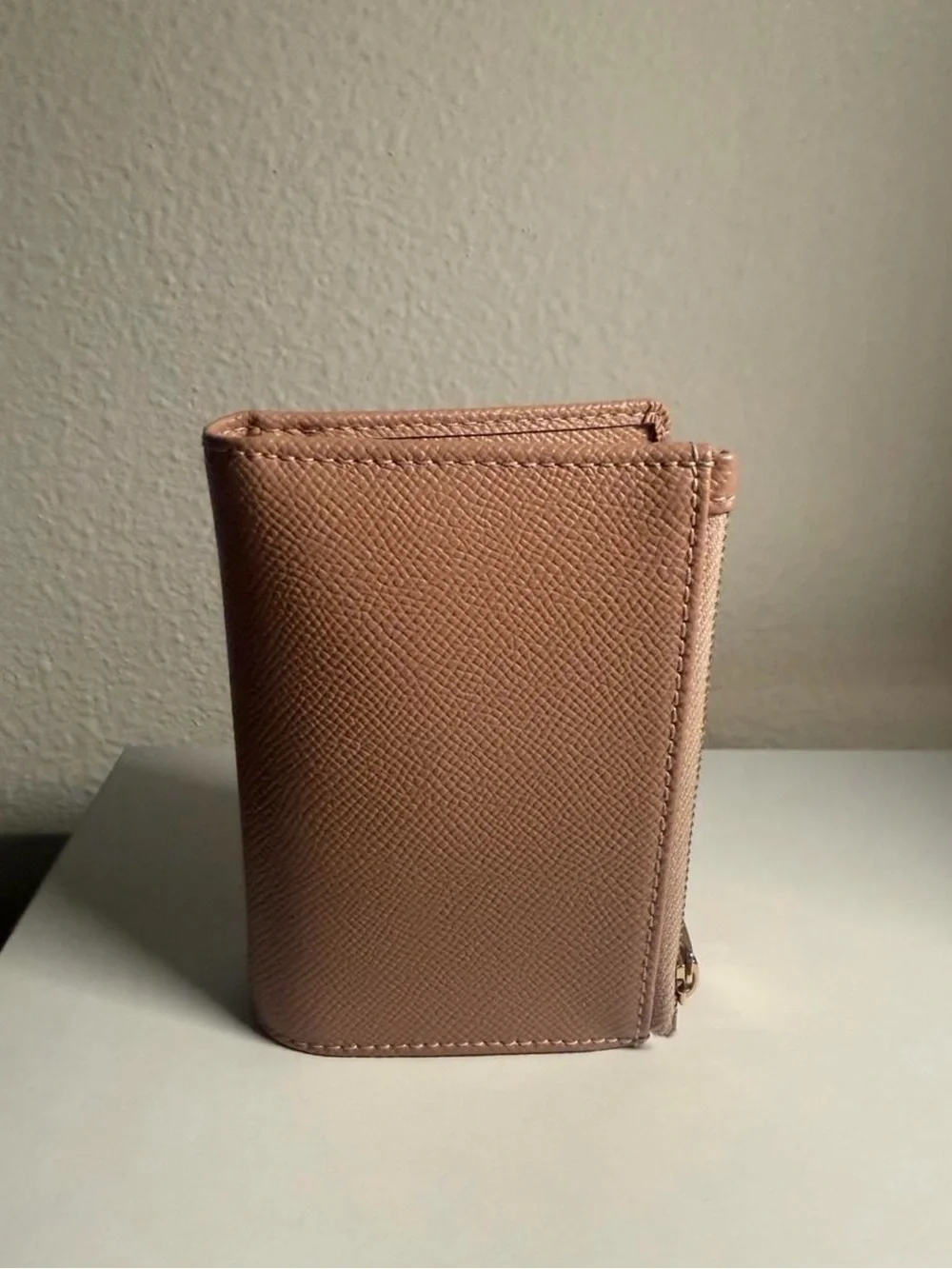 Furla Blush Pink Leather Card Holder with Gold Logo